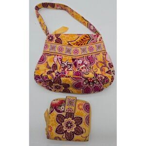 Vera Bradley Floral Quilted Purse & Wallet Set Yellow/Pink Pattern Womens Access